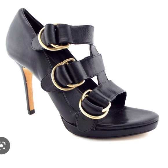 Cole Haan Veronica OT Air Black Gold Buckle Heels - Picture 1 of 6